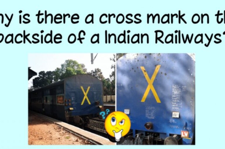 Why is there a cross mark on the backside of an Indian Railways?