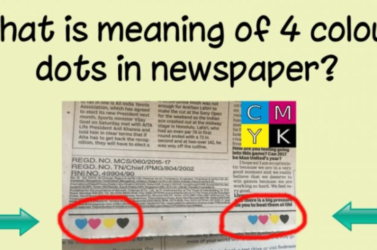 What is the meaning of four color dots in the newspaper?